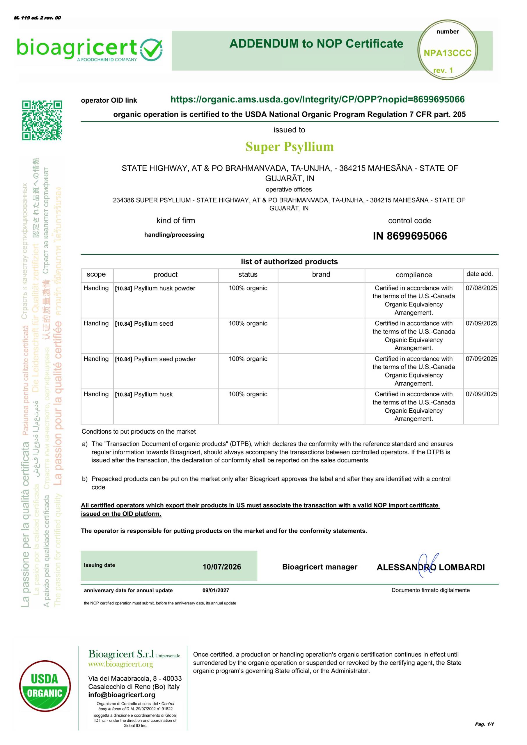 NOP USDA ORGANIC